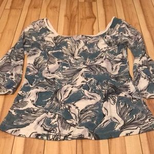 Anthropologie horse 3/4 length sleeve shirt 🐎